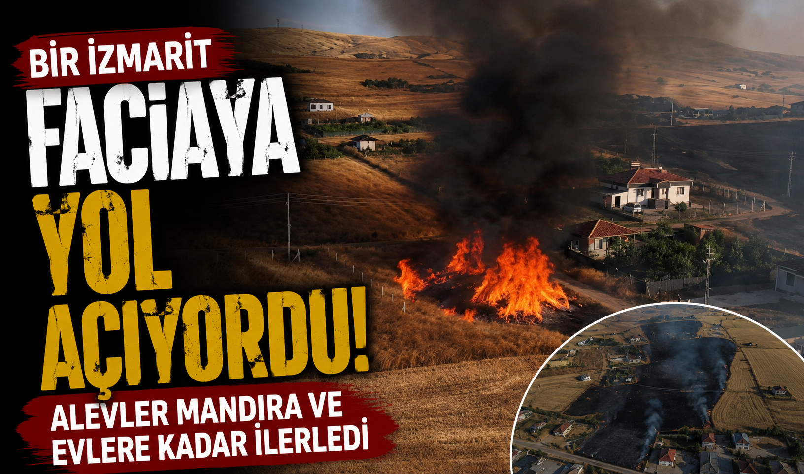 Bir izmarit faciaya yol açıyordu: Alevler mandıra ve evlere kadar ilerledi